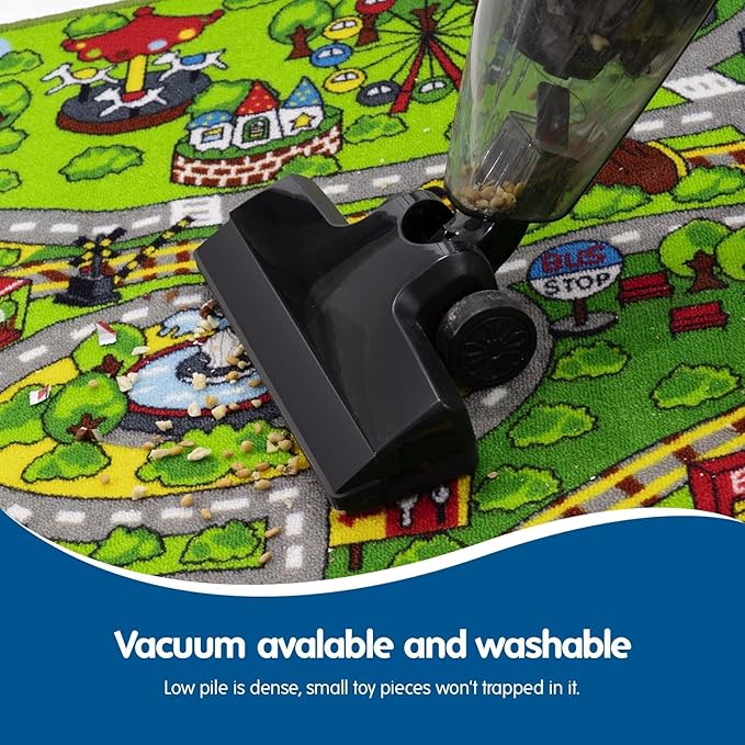 Booooom Jackson Large Car Rug 4’4" × 6’3",Train Track Car Mat for Kids Toy Cars,City Road Car Carpet,Kids Play Rug,Playmat Race Track Play Mat Playroom Area Rug