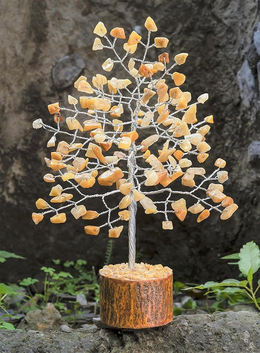 "Yellow Aventurine Healing Crystal Tree Bonsai, Desk Decor for Women Room & Office Decor Spiritual Gift Meditation Crystals for Home room decor cute house warming gifts for women Mom Birthday 7-8"""