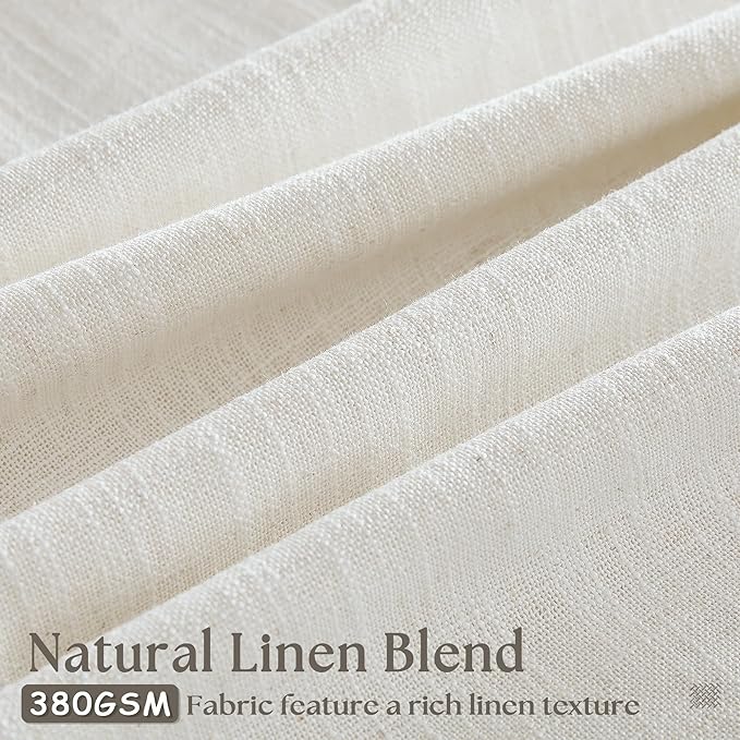 72 Inch Pinch Pleated Linen Curtains 2 Panels for Living Room Bedroom Memory Training Shaped Cream Birch Semi Sheer Short Pleat Drapes with Hooks Rings Back Tab Window Curtain Cabin Closet 40x72