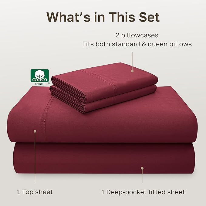 California Design Den Queen Sheet Set - Luxury 600 Thread Count 100% Cotton Bed Sheets Queen Size, Sateen Weave, Cooling Queen Bed Sheets Set, Hotel-Quality Bedding - Brick Red