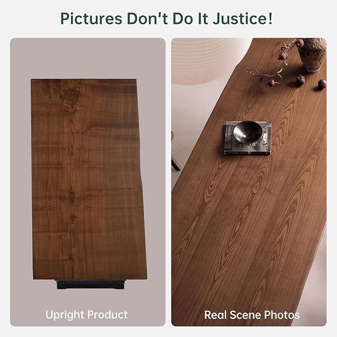 YESWOOD 71’’ Live Edge Dining Table for 6-8, Black Walnut Farmhouse Kitchen Table with Solid Wood Top and Legs, Large Modern Wood Dinner Table for Dining Room, Living Room, Office, Walnut