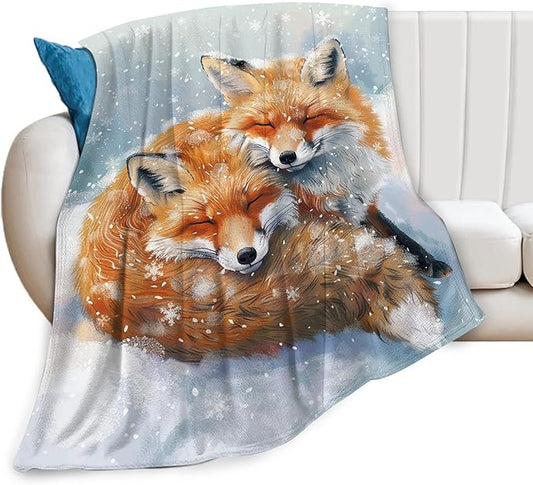 Fox Throw Blanket - Cute Animal Blanket for Girls, Women, Men & Boys - Soft, Warm, Cozy Fleece Blanket for Couch, Sofa, Bed - 50"x40"