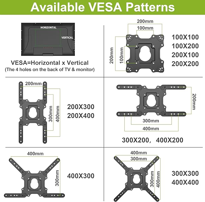 USX MOUNT Full Motion TV Wall Mount Bracket for Most 32-60 Inch TVs Up to 77 lbs & MAX VESA 400x400 mm, Corner Center Design TV Mount 20" Articulating Extension Arm with Swivel Tilt & Leveling