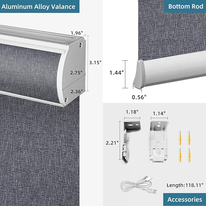 SmartWings Motorized Blackout Roller Blinds Work with Matter Homekit Z-Wave Thread Alexa Google, Smart Window Shades for Bedroom, Cordless Remote Control Customized 16"-110" W, Eclipse Charcoal