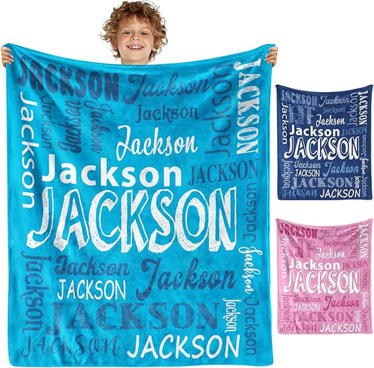 Ships Next Day, Personalized Blanket for Teen Boys Girls, Custom Blanket with Name Customized Flannel Throw Christmas Birthday Blanket Gifts for Kids or Adult