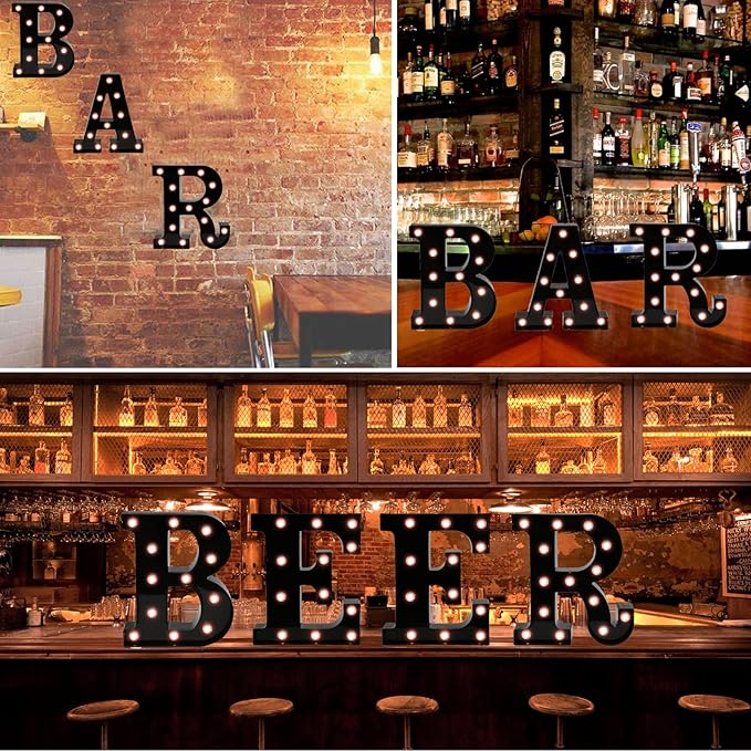 OYCBUZO Light Up Black Alphabet Marquee Letters Sign LED Marquee Number Lights Sign for Night Light Home Bar Christmas Lamp Birthday Party Wedding Decoration X