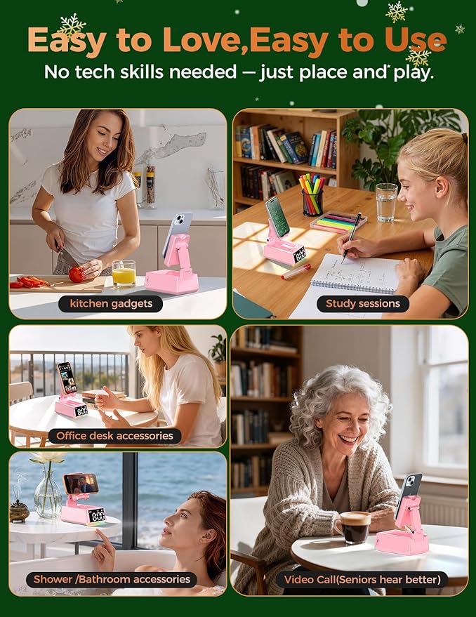 White Elephant Gifts for Adults Useful:Birthday Gift for Men Women Christmas Ideas Induction Speaker Bluetooth HD Sound,Kitchen Gadgets Anniversary Dad Mom Husband Wife Teen Stocking Stuffers(Pink)