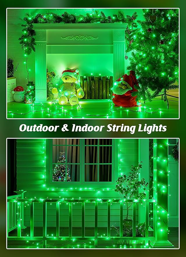 Brightown Solar Christmas Lights, 4 Pack Total 184FT 480 LED Solar String Lights Outdoor Waterproof Green Wire with 8 Modes, Solar Fairy Light for Garden Yard Patio Party Decors, Green