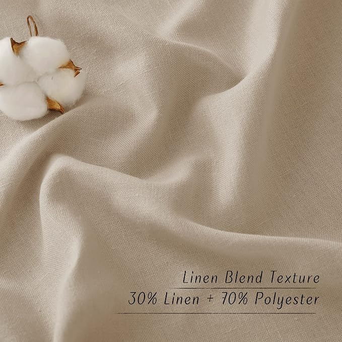 NICETOWN Linen 36 inch Curtains for Kitchen Window, Grommet Thick Flax Linen Taupe Small Window Treatments Privacy Assured with Light Filtering for Cafe/Kids Room, W42 x L36, 2 Panels