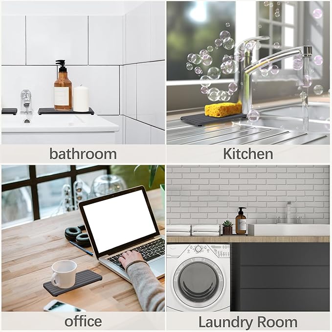 Set of 4 Water Absorbent Diatomite Coasters, Diatomaceous Earth Kitchen Soap Dish, Bathroom Trays, Water Absorbing Stone Used for Hand Soaps & Plants & Toiletries in The Modern Home