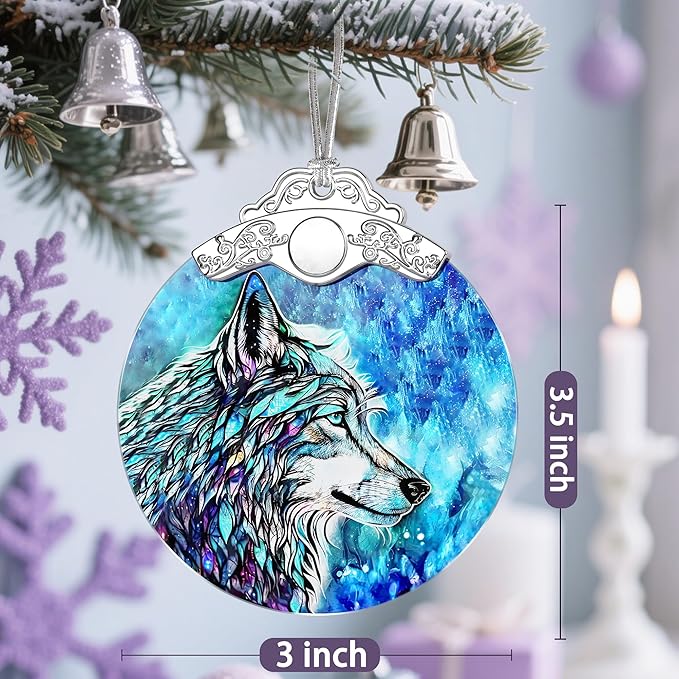 Wolf Ornament, Stained Glass Christmas Decorations, Christmas Ornaments for Tree, Holiday Ornament, Gifts for Wolf Lovers, Holiday Party Gifts, Gift Ideas & Xmas Gift