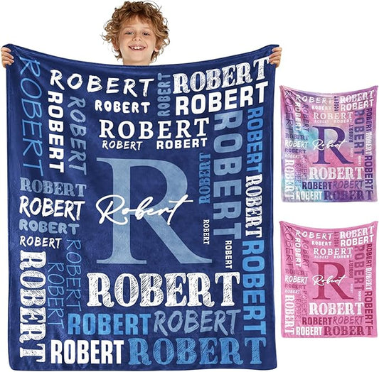Ships Next Day, Personalized Blanket for Teen Boys Girls, Custom Blanket with Name Customized Flannel Throw Christmas Birthday Blanket Gifts for Kids or Adult
