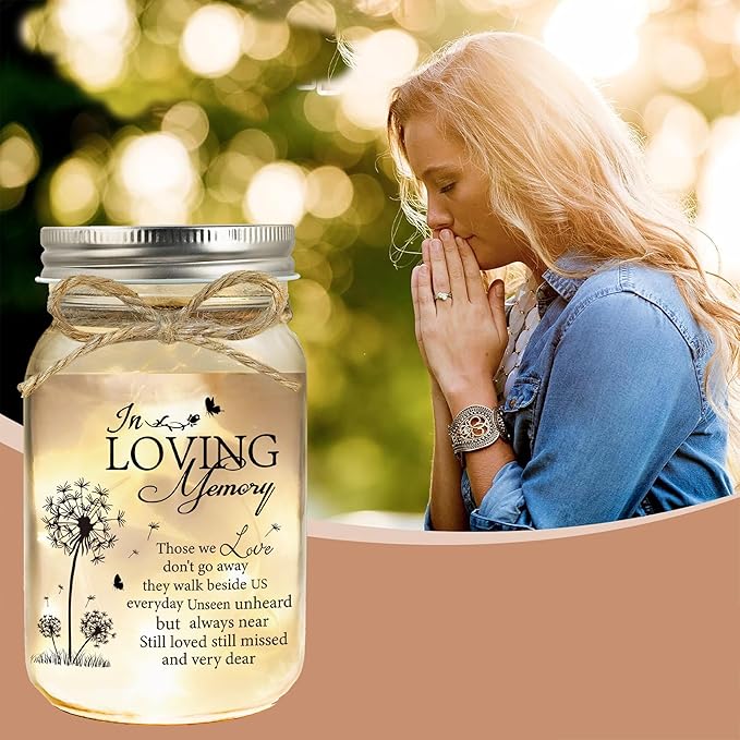 Sympathy Gifts for Loss of Loved One, Memorial Gifts Mason Jar Light - Condolence Gift, Memorial Gifts for Mother Father Grandma, Sympathy Gifts for Loss of Loved One