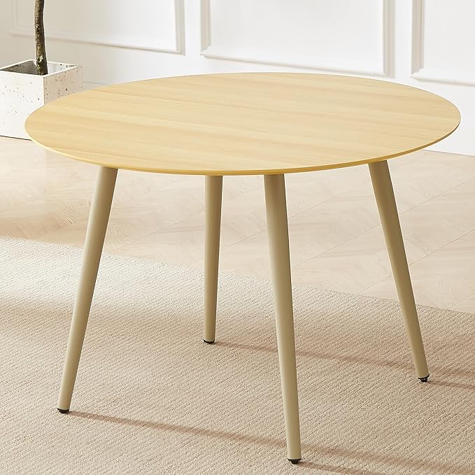 43.3 Inch Cream Round Dining Table for 4, Space-Saving Dinette Perfect for Kitchen Dining Living Room(Cream Table)