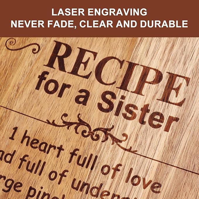 Birthday Gifts for Sister Wooden Charcuterie Boards Unique Christmas Decor Kitchen Gifts for Sister Mothers Day Wedding Gift for Soul Sisters Cutting Board BFF Gifts Xmas Presents