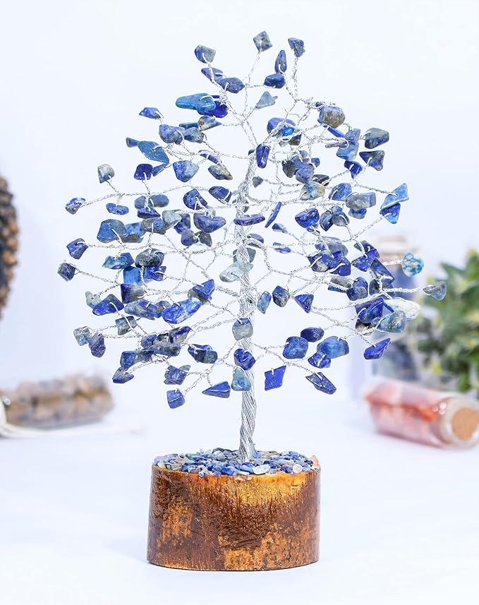 "Lapis Lazuli Healing Crystal Tree Bonsai, Desk Decor for Women Red Room & Office Decor Spiritual Gift Meditation Crystals for Home room decor cute house warming gifts for women Mom Birthday 7-8"""