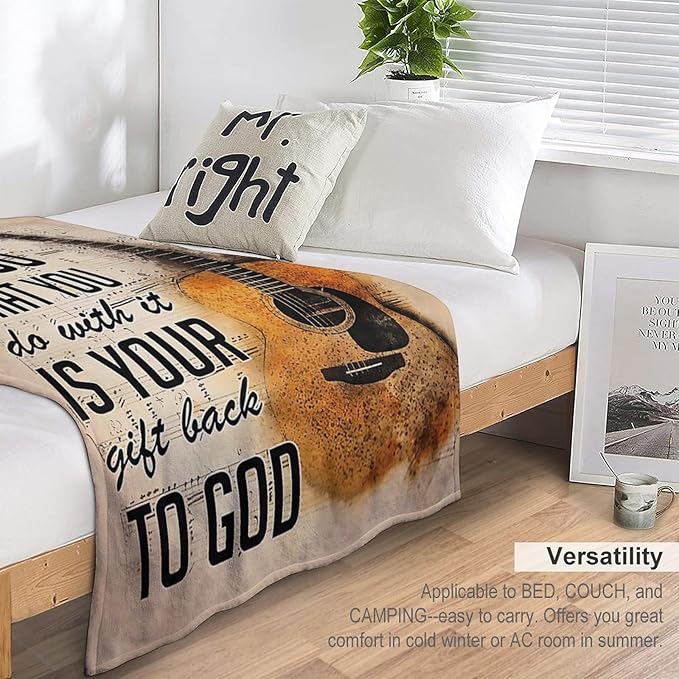 Guitar Music Blanket Guitar Gifts for Girls Women Men Music Throw Blanket Guitar Blanket for Kids Adults Soft Warm Cozy Fleece Blanket for Couch Sofa Bed 50"x60"
