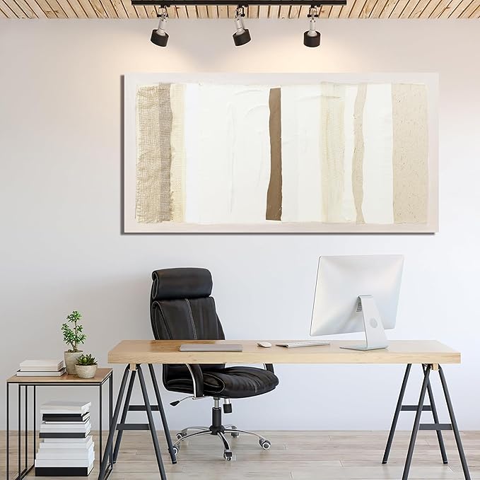 Neutral Wall Art Brown And White Wall Art Decor Artwork for Walls Large Wall Art Prints Modern Minimalist Wall Art Canvas Art Wall Decor 24"X48" for Living Room Bedroom Office Decor