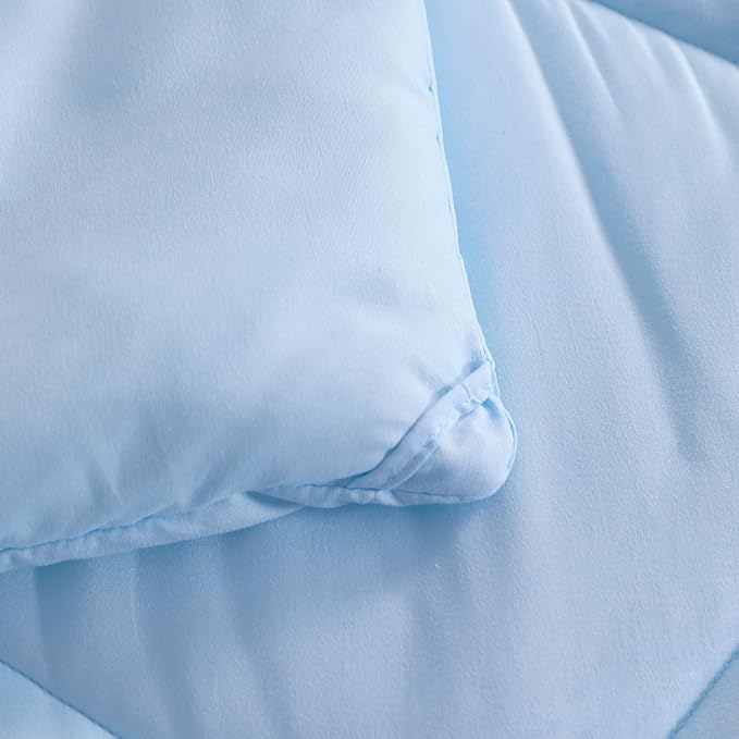 NTBAY Twin Comforter Set with Sheets, 5 Pieces Soft and Breathable Bedding Set, Twin Bed in a Bag, Down Alternative Comforter Set Solid Color All Season, Kids Bedding Set, Aqua