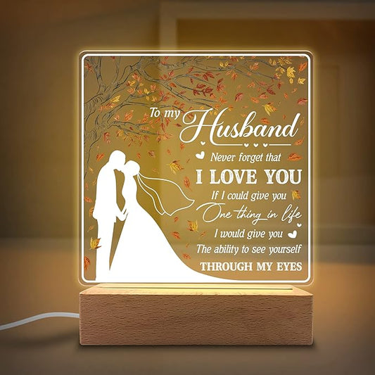 I Love You Acrylic Night Light Gifts for Husband on Wedding, Anniversary, Valentine's Day
