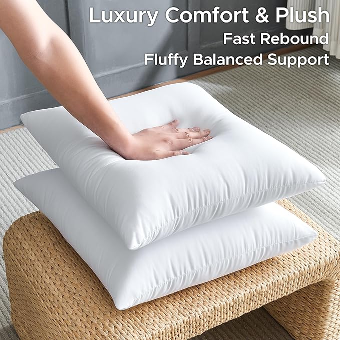 22 x 22 Throw Pillow Inserts Pack of 2 Large White Decorative Square Pillows for Couch Bed Sofa Cushion Sham Stuffer Indoor