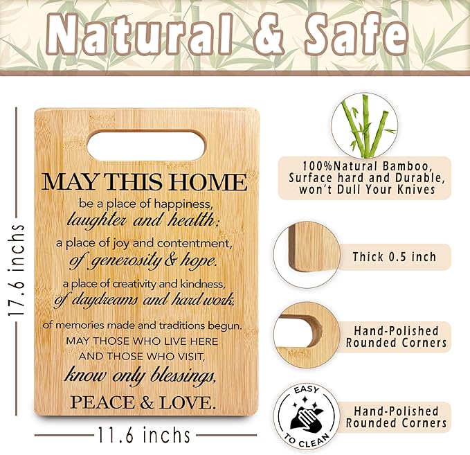 Housewarming Gifts Cutting Board, House Warming Gifts New Home House Apartment, New Homeowner Gifts, Home Blessing Bamboo Cutting Boards for Kitchen, Decorative Cutting Boards for Kitchen