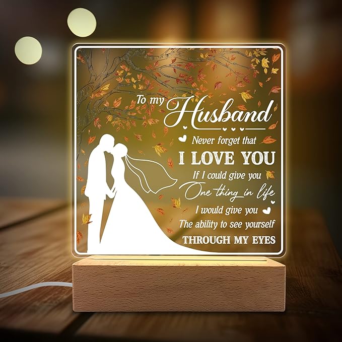 I Love You Acrylic Night Light Gifts for Husband on Wedding, Anniversary, Valentine's Day