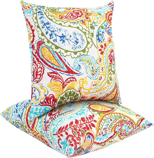 Waterproof Outdoor Throw Pillow Covers Set of 2,Home Decor for Garden Patio Furniture,Couch,Sofa 18 x18 Inch Decorative Pillows Cover Only,NO Insert(Phoenix)