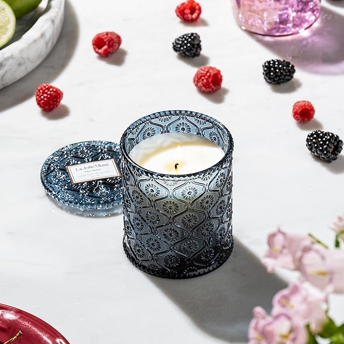 LA JOLIE MUSE Hey Baies Candles - Red Currant, Rose, Oakmoss | 6 oz Natural Soy Wax | 40 Hours Clean Burn | Berry Scented Candle | Gift-Ready for Hosts & Gatherings