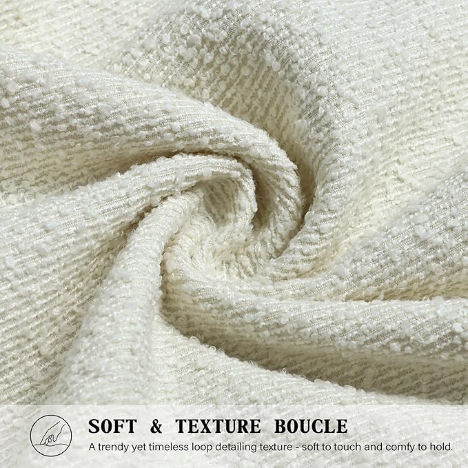 Textured Boucle Pillow Covers 12x20 Inch Set of 2, Striped Solid Pillowcases Cozy Soft Modern Accent Boho Lumbar Decorative Throw Pillows for Couch Sofa Bed Living Room Home Decor, Beige