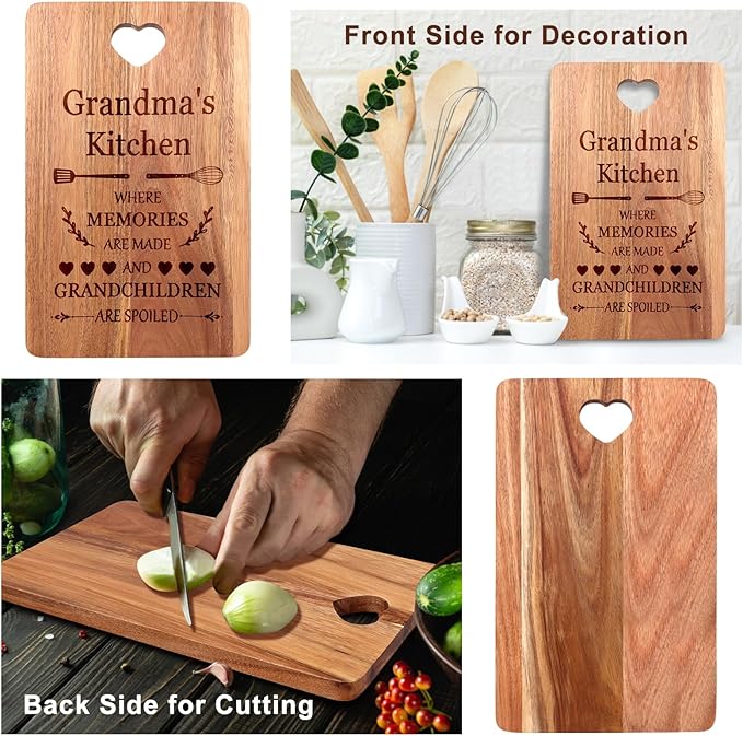 Grandma Birthday Gfts for Grandmother Christmas Presents from Grandchildren Kitchen Decor Wood Nana Gift Ideas Decorative Serving Cutting Board Bamboo Xmas Charcuterie Boards Unique Mother Day Gift