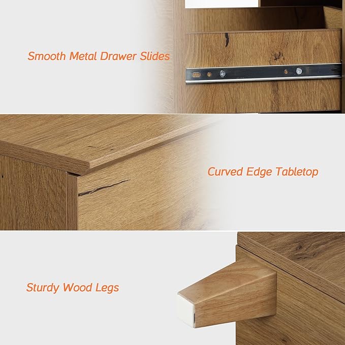 WAMPAT Dresser with 9 Drawers, Bedroom 3-in-1 Wide Wooden Chest of Drawers, Modern Long Dressers Closet Storage Organizer w/Solid Wood Legs for Living Room, Kids Room, Oak Brown,106 Inches