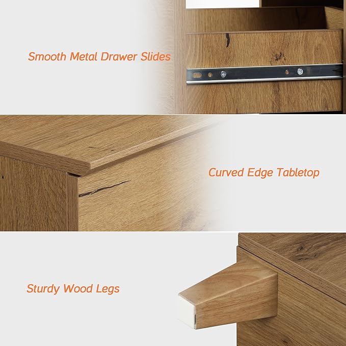 WAMPAT Dresser with 6 Drawers, Bedroom 70.8" Wide Wooden Chest of Drawers, Modern Dressers Closet Storage Organizer w/Solid Wood Legs for Living Room, Kids Room, Nursery, Oak Brown