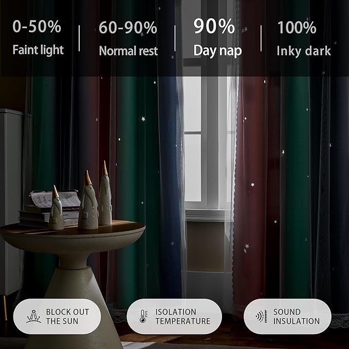 XiDi Pink Grey Curtains for Bedroom, Kids Room Wall Decoration Green Curtain, Girls Curtains Room Darkening, Blackout Curtain 72 inchs Long 52 inches Wide 1 Panel