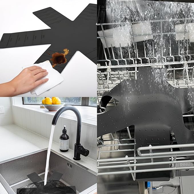 Pot & Pan Protectors, 3-Piece Silicone Cookware Protector Pad, Stacking Pan Protector. It Has a Unique Opening and Fixing Design That Can be Used to Protect and Separate Pots and Pans-Black