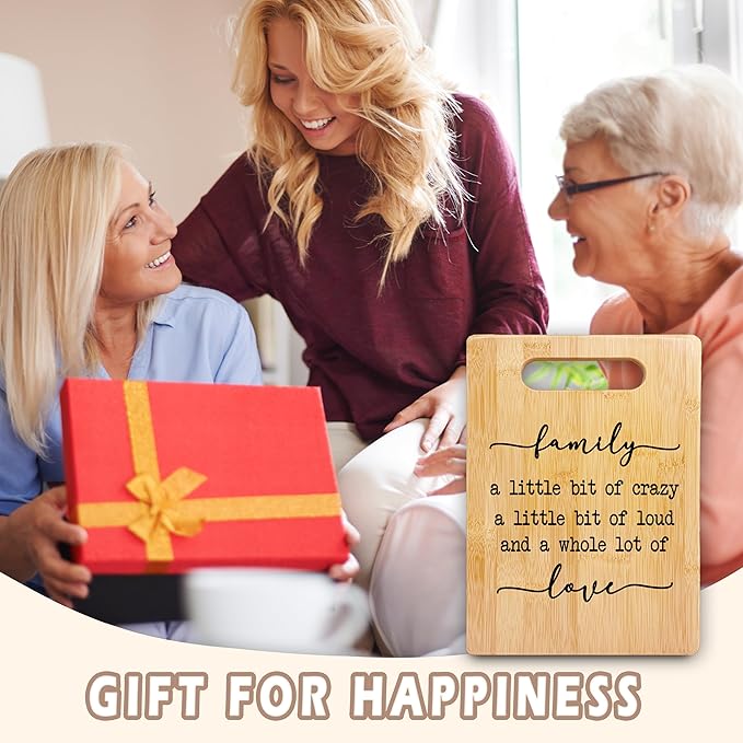 Funny Housewarming Gifts, Family a Little Bit of Crazy Funny Cutting Board, House Warming Gifts New Home, Bamboo Cutting Boards for Kitchen, Kitchen Gifts for Women, House Warming Gifts New Home
