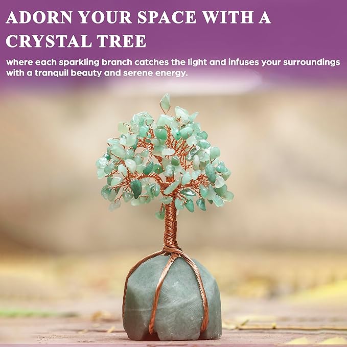 "Green Aventurine Crystal Tree with Green Aventurine Stone Base Tree of Life Decor for Bedroom, Birthday Gifts for Women, Sister Gift, Birthday Gifts for Mom, Cute Home Decor Housewarming present"