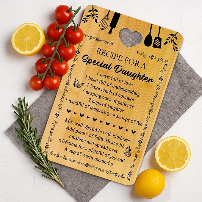 Daughter Gift Bamboo Decorative Cutting Board Decor Kitchen Gifts for Christmas Cheese Boards Unique Birthday Gift Wood Serving Board Xmas Presents