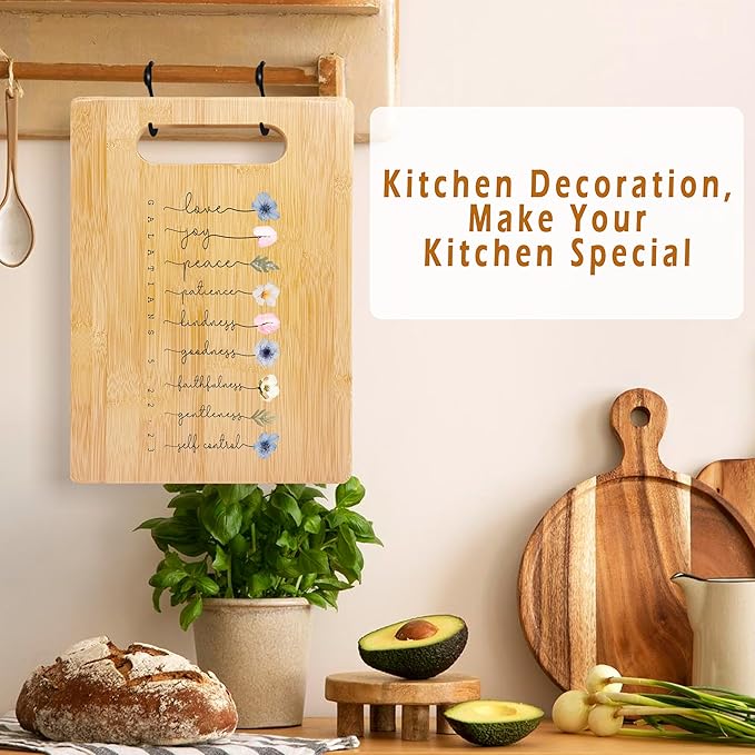 Christian Gifts for Women, Faith Based Gifts, Boho Floral Christian Cutting Board, Christian Kitchen Decor, Religious Gifts for Women Faith, Bible Verse Scripture Bamboo Cutting Board for Kitchen