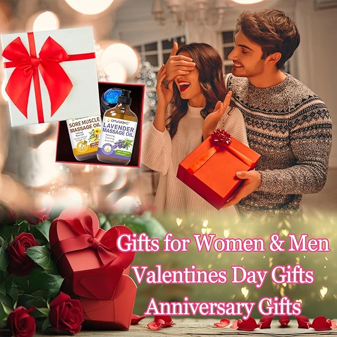 Massage Oil for Massage Therapy,Lymphatic Drainage-Ginger Oil Sore Muscle Arnica Oil &Lavender Oil Relaxing Massage Oils for Date Night,Massage Ball,Christmas Gifts for Men,Stocking Stuffers for Women