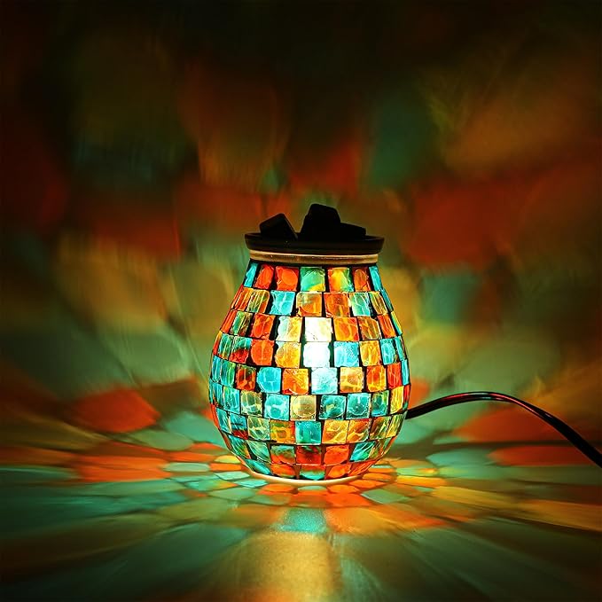 Handcrafted Mosaic Glass Electric Wax Melt Warmer Wax Burner Melter Fragrance Warmer for Home Office Bedroom Living Room Gifts, Christmas Gifts & Décor