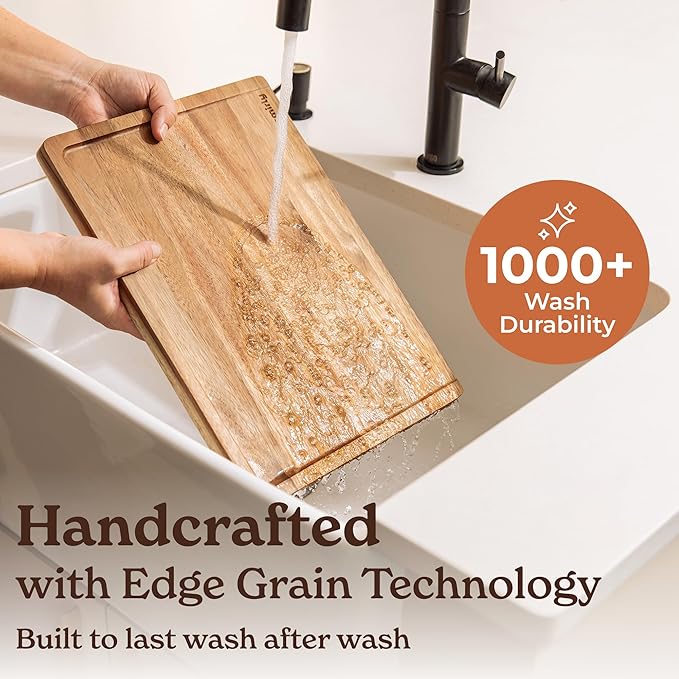 SMIRLY Wood Cutting Board, Bamboo Cutting Board Set, Chopping Board and Wooden Cutting Boards for Kitchen, Small Wood Cutting Board and butcher block (Acacia Wood, 3 Pack)