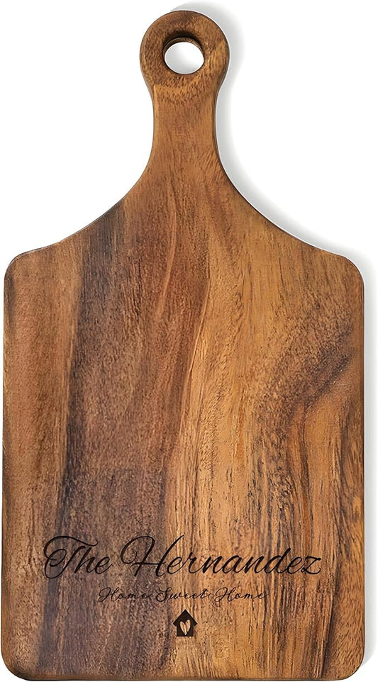 Personalized Wood Engraved Charcuterie Boards with Handle - Custom Reversible Cutting Board S M L - Customized Bridal Shower, Wedding, Anniversary and Housewarming Gifts(Couple Names)