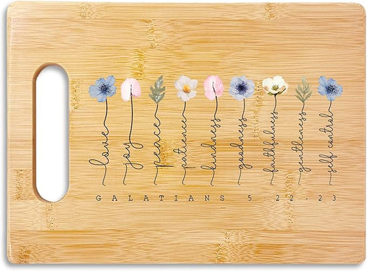 Christian Gifts for Women, Faith Based Gifts, Boho Floral Christian Cutting Board, Christian Kitchen Decor, Religious Gifts for Women Faith, Bible Verse Scripture Bamboo Cutting Board for Kitchen
