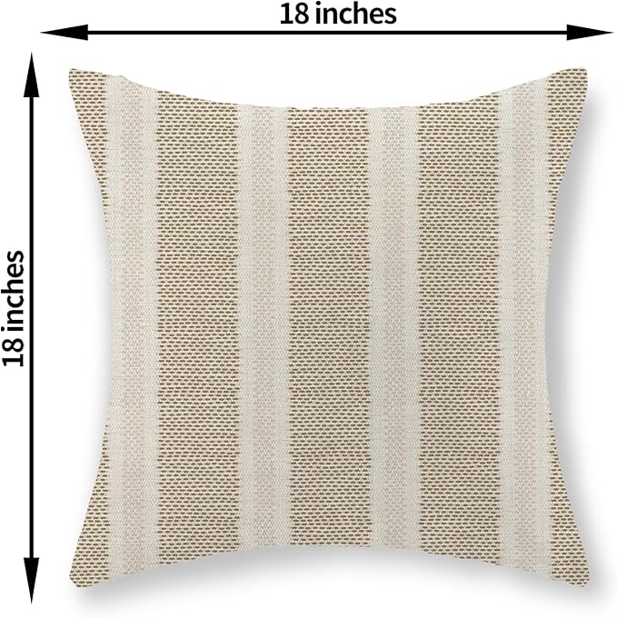 Tan Khaki Polka Dot Pillow Covers 18 x 18 Set of 2 Boho Striped Decorative Throw Pillows Modern Abstract Geometry Decor Outdoor Pillow Cases Linen Cushion Cases for Sofa Couch Living Room