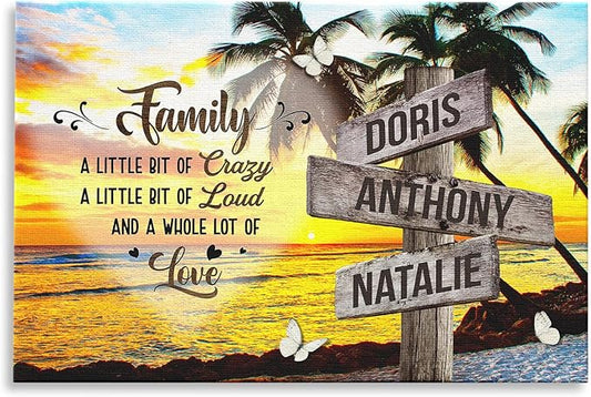 Dem Canvas Personalized Family Names Canvas, Custom Vintage Wooden Sign With Name, A Whole Lot Of Love Family Street Sign Customized