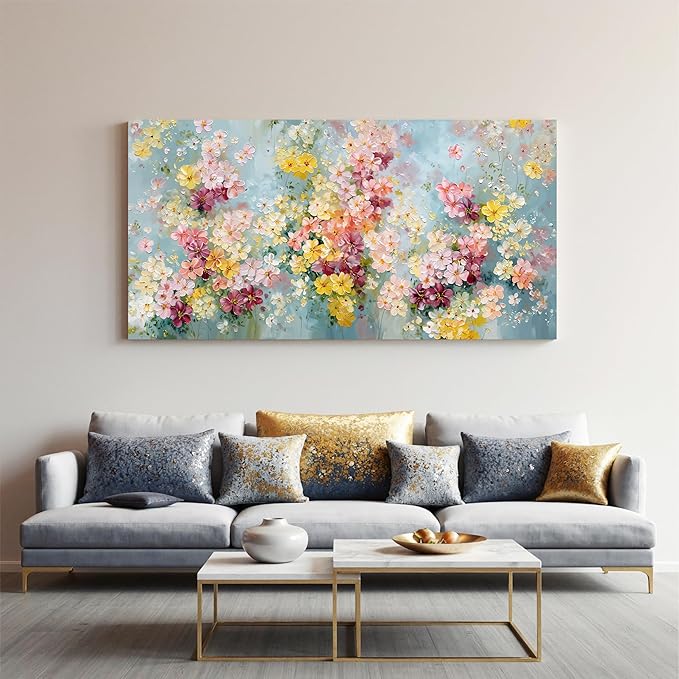 Dimpaga Canvas Wall Art Decor Colorful Abstract Flower Wall Canvas Art Decor For Living Room Abstract Aesthetics Artwork Pictures Prints Artwork For Home Bedroom Office Room Wall Decor 20×40 Inch
