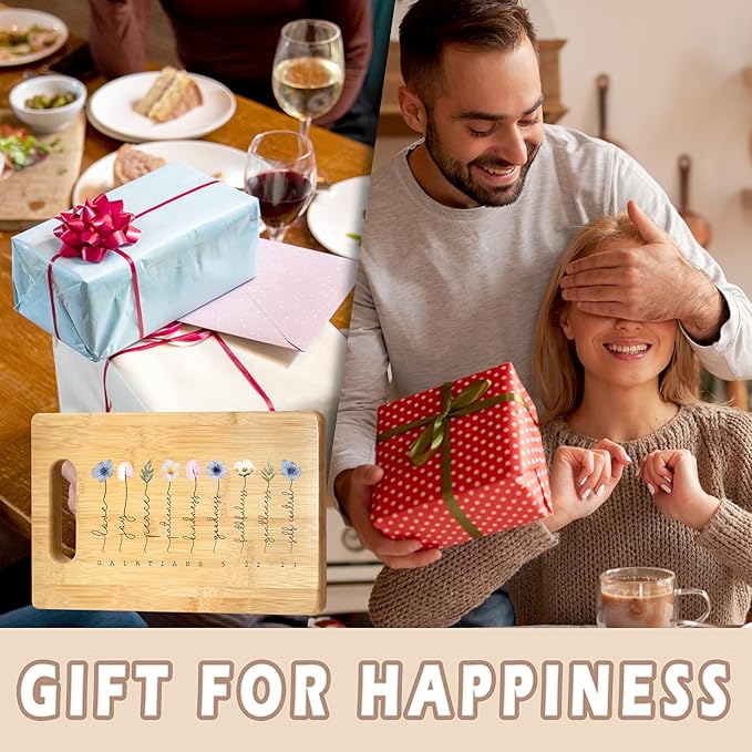 Christian Gifts for Women, Faith Based Gifts, Boho Floral Christian Cutting Board, Christian Kitchen Decor, Religious Gifts for Women Faith, Bible Verse Scripture Bamboo Cutting Board for Kitchen