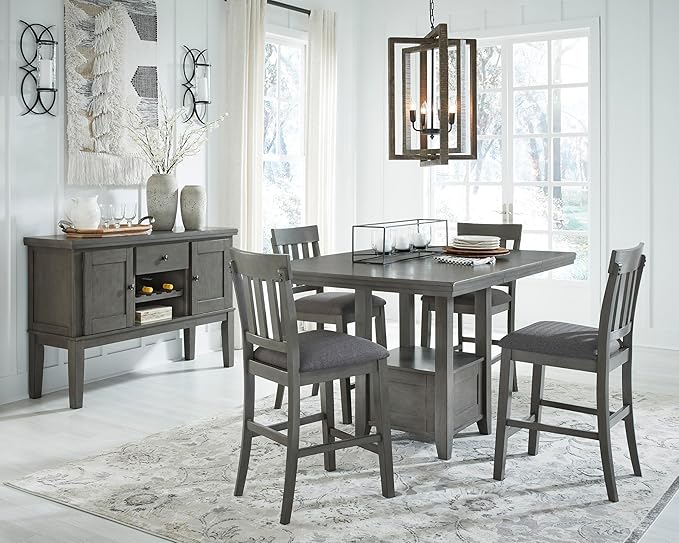 Signature Design by Ashley Hallanden Dining Room Server with Wine Rack, 2 Cabinets with Removable/Adjustable Center Shelf, Drawer, Wood with Acacia Veneer, 38.25" High, Weathered Gray
