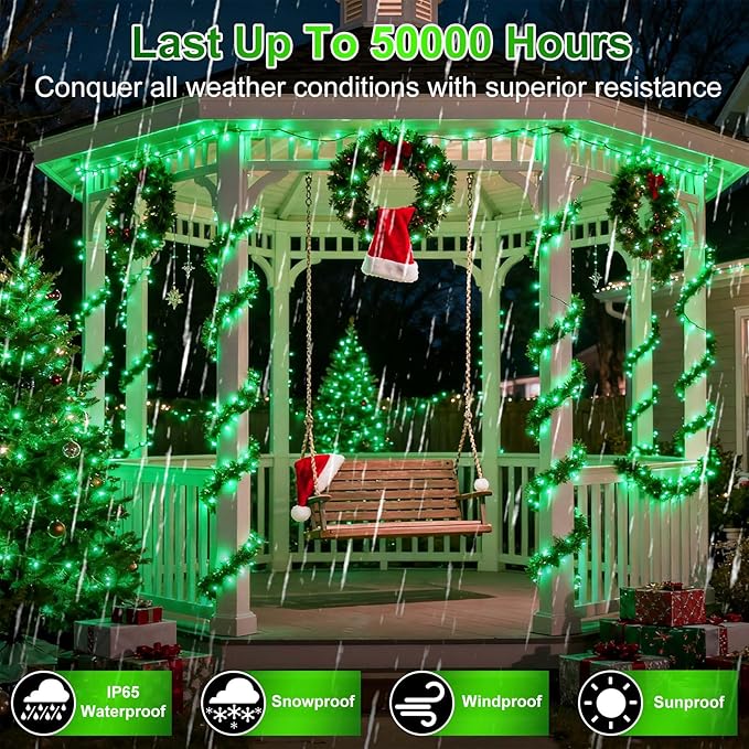 1500 LED 470FT Christmas String Lights Outdoor, 12 Pro Modes and Timer Memory & Brightness, Plug in Waterproof Dark Green Wire Twinkle Light for for Xmas Yard Tree Wedding Party Decor (Green)